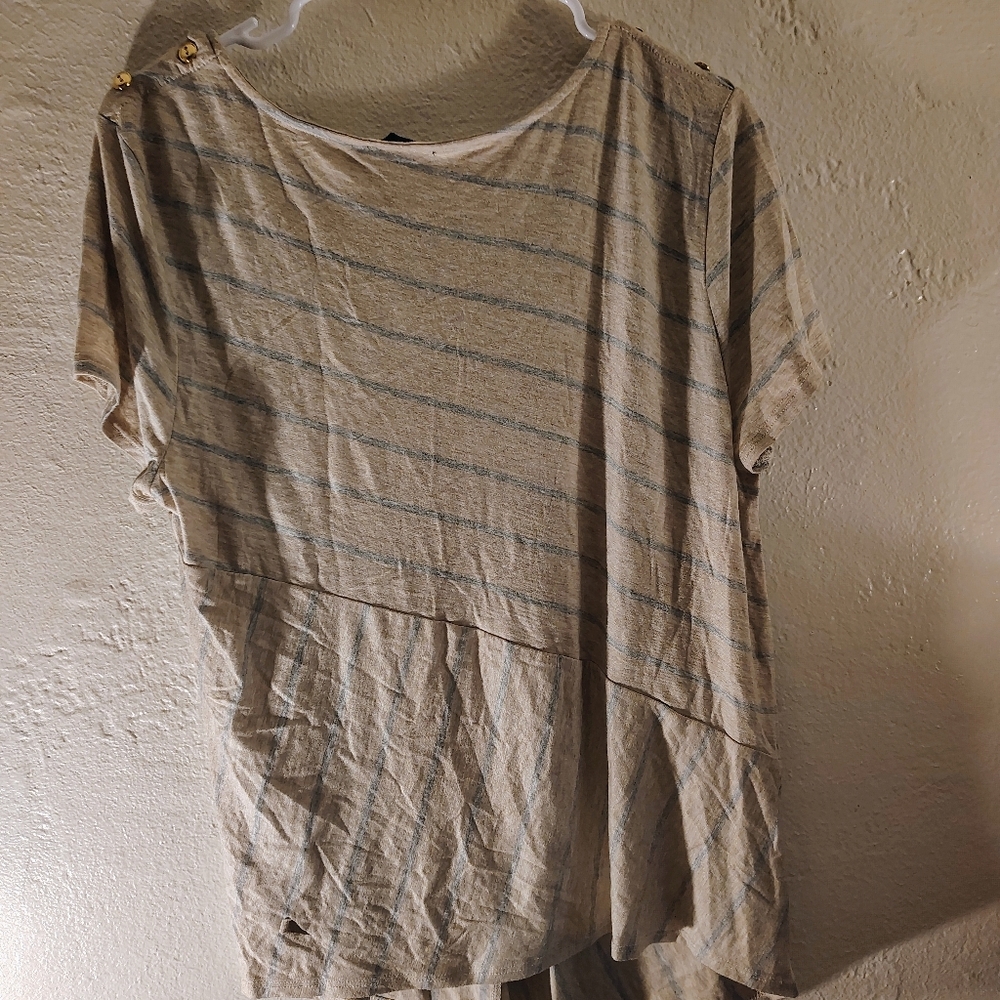 Ava James Striped Beige and Blue Women's Top